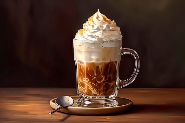 Delicious Cream Iced Mocha Coffee AI technology generated image