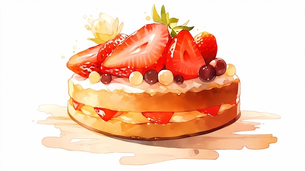 delicious creamy chocolate fruit cake illustration