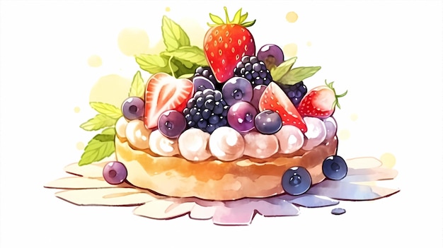 delicious creamy chocolate fruit cake illustration