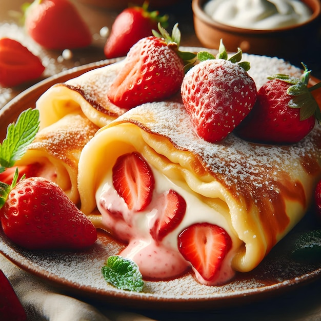 Photo delicious crepes with different toppings