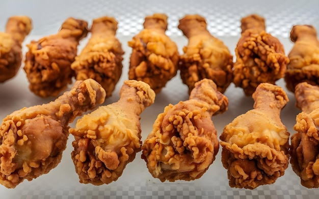 Photo delicious crispy chicken drumsticks ready to serve on clear background