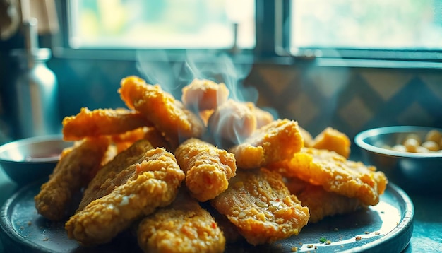 Photo delicious crispy fried fish fillet bites food image on background