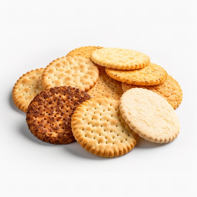 Photo delicious and crispy rice crackers isolated on white background