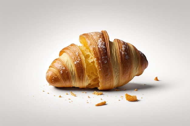 Delicious croissant with a bite taken out of it perfect for breakfast or a snack Generative AI