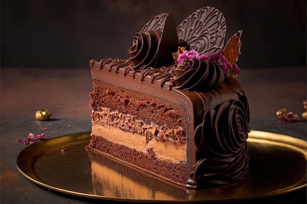 Delicious decadent chocolate cake Generative Ai