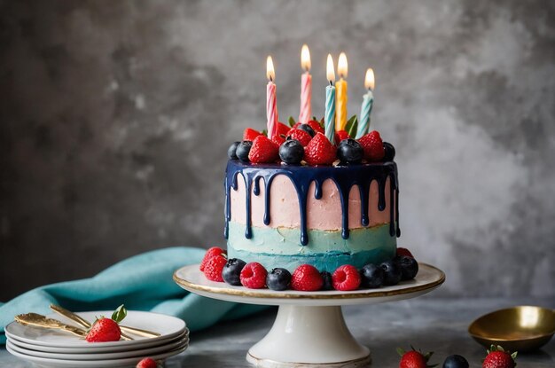 Delicious decorated birthday cake