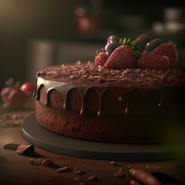 Delicious dessert, elegant, homemade chocolate cake