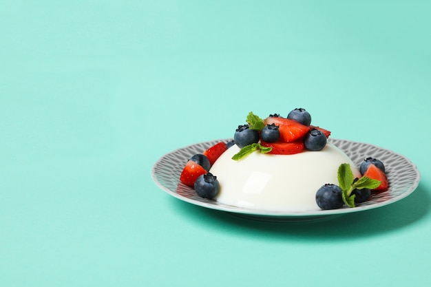 Delicious dessert Panna Cotta space for text