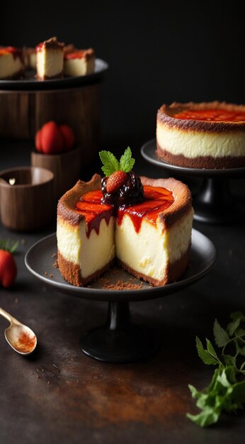 Photo delicious dessert on the table dessert on the plate in restaurant closeup of a dessert on plate