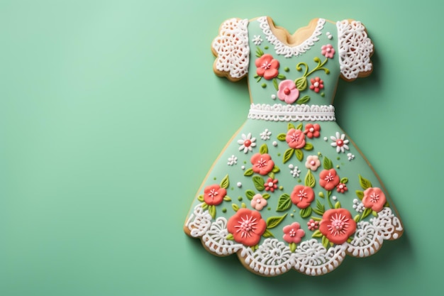 Delicious Dirndl Dress Shaped Sugar Cookie on Light Background AI Generated