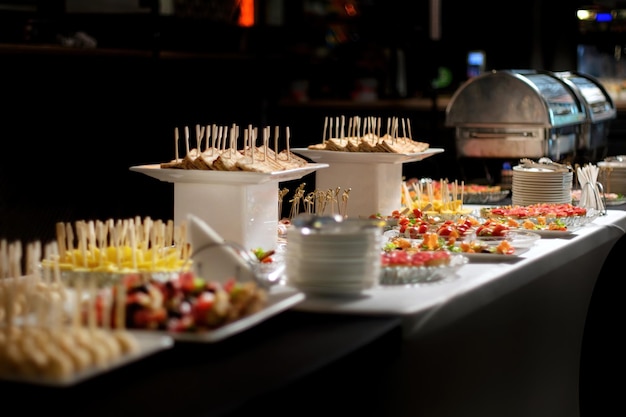 Delicious dishes on the table in the restaurant