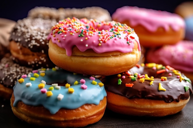 Delicious Donut Delights Assorted Temptations on the Kitchen Table