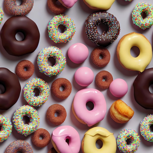 Delicious Donut Pattern in Hyperrealistic 3D Render