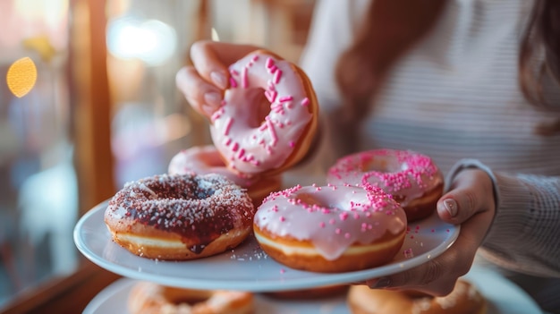 Delicious Donuts in a Cafe