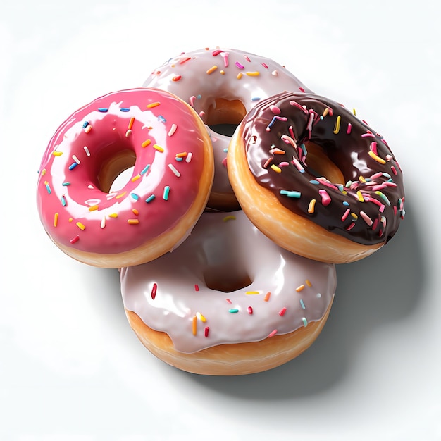 Delicious donuts on a white background