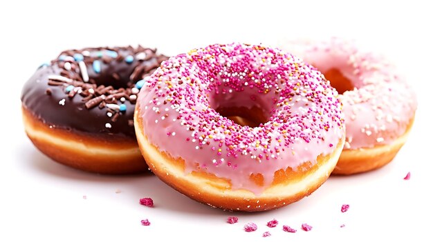 Delicious donuts on a white background