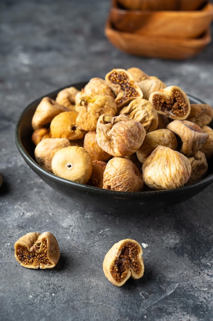 Delicious dried figs in a bowl healthy food