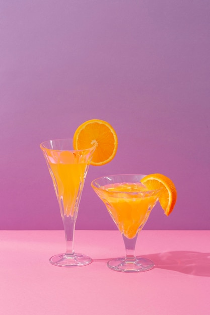 Delicious drinks with orange arrangement