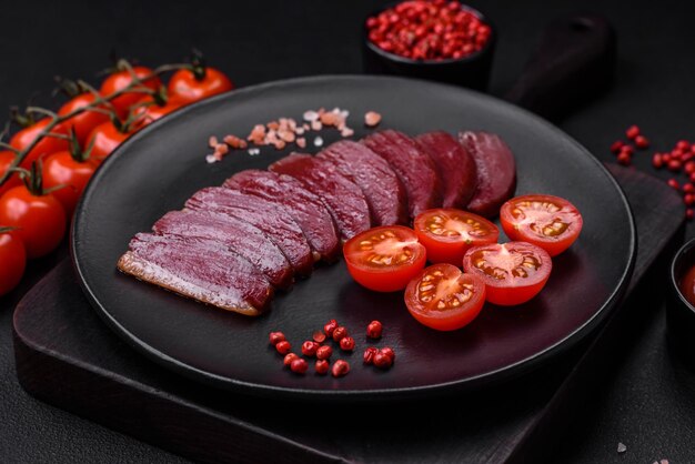 Delicious duck fillet smoked or grilled with spices and salt