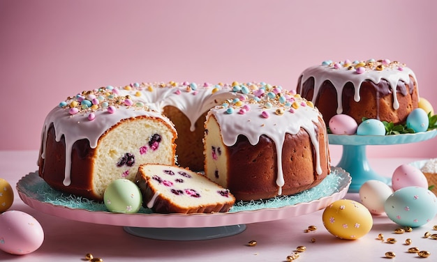 Delicious Easter Cake with Colorful Eggs