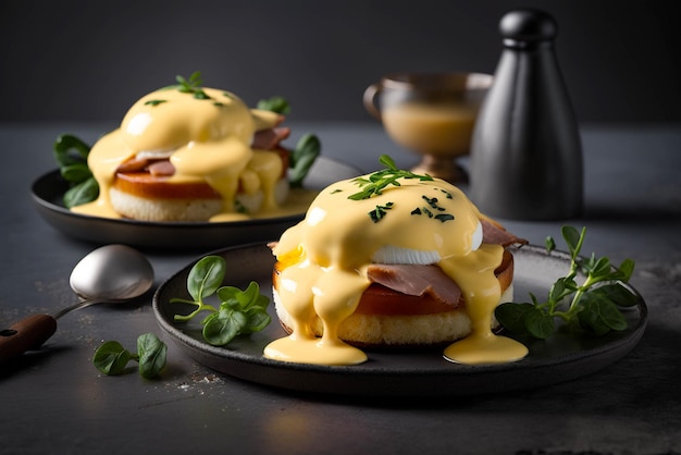 Delicious Eggs Benedict Breakfast on a Plate