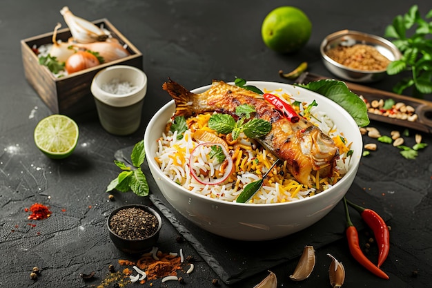 Delicious Fish Biryani with Spices