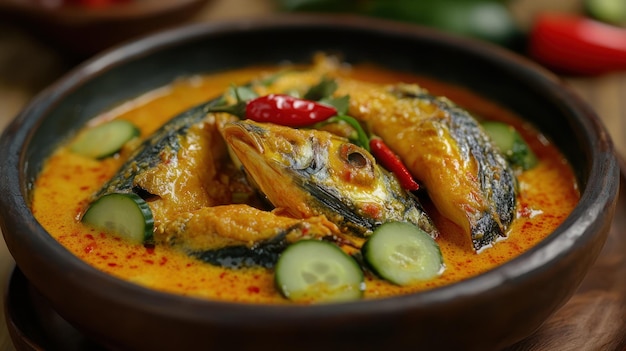 Delicious Fish Curry with Cucumber and Chili