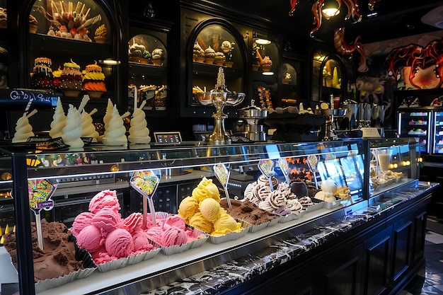 Delicious Flavors on Display in a Gelato Shop