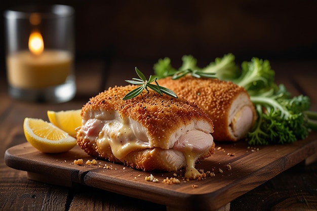 Photo delicious food dish chicken cordon bleu