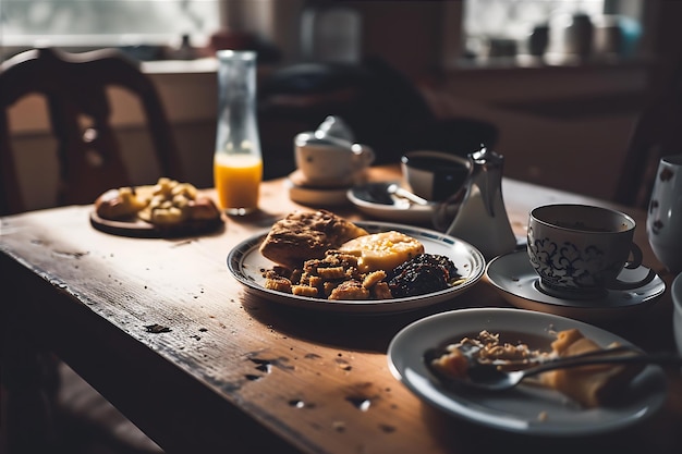 Delicious Food on Plates at a Breakfast Table