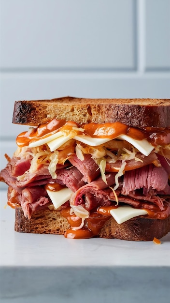 Delicious food reuben sandwich isolated on white background