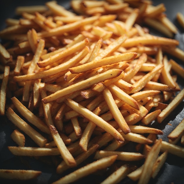 delicious french fries in high angle