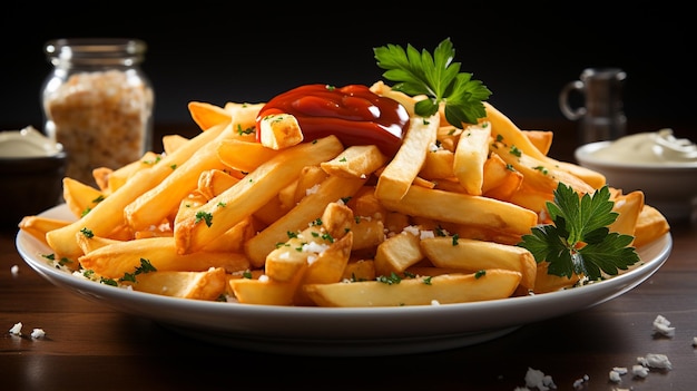 delicious french fries on a white background