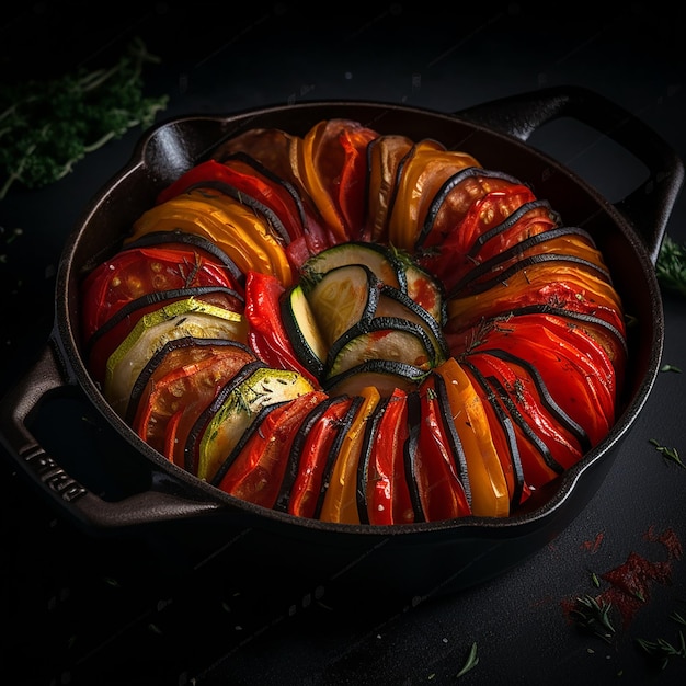 Delicious fresh appetizing various grilled vegetables zucchini eggplant peppers isolated on black