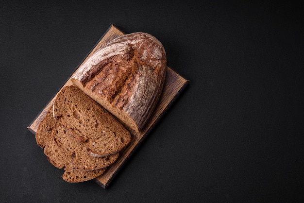 Delicious fresh brown sourdough bread with grains