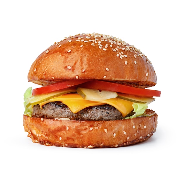 Delicious fresh burger isolated on white background