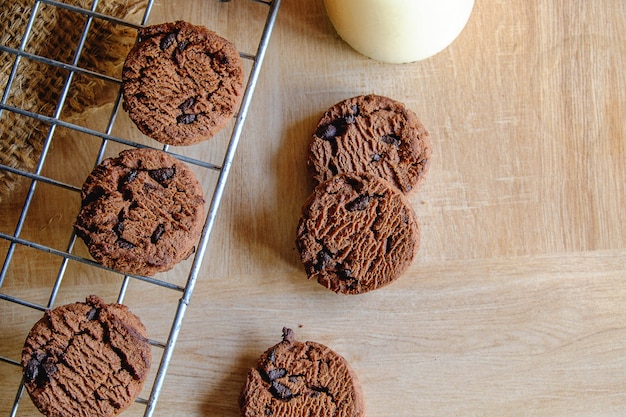 Delicious Fresh Chocolate Chip Cookies and milk