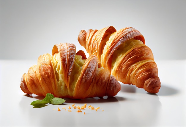 Delicious fresh croissants on a white background Croissants isolated French breakfast AI Generated