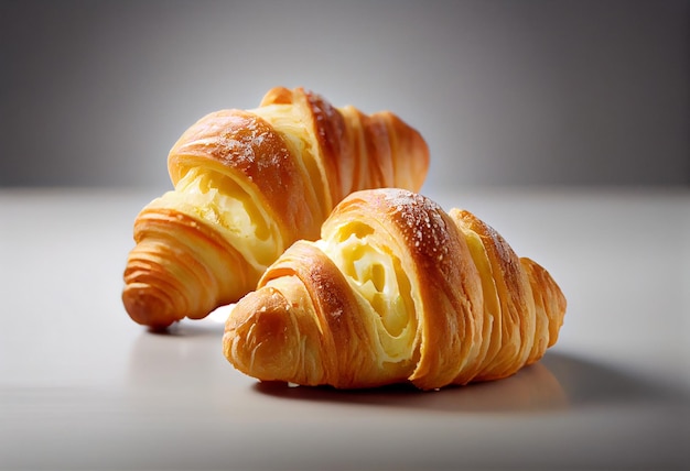 Delicious fresh croissants on a white background Croissants isolated French breakfast AI Generated