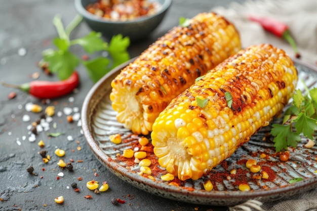 Delicious fresh golden grilled corn on the cob Generative AI