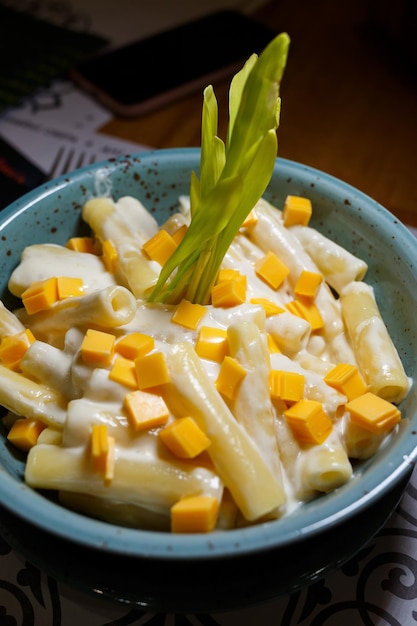 Delicious fresh hard pasta with cheese and herbs.