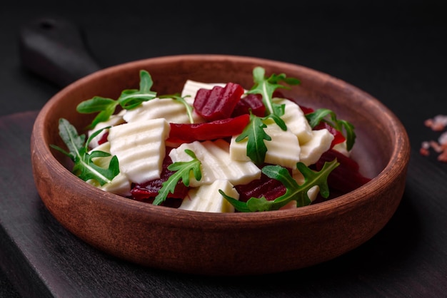 Delicious fresh mozzarella and boiled beets cut into slices