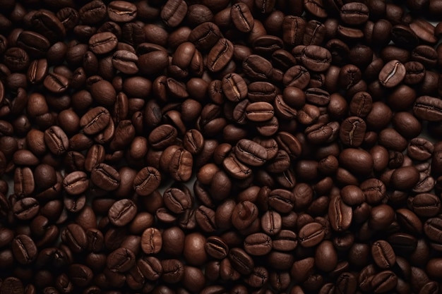 Delicious fresh roasted coffee beans in a pile slowly rotating Generative ai