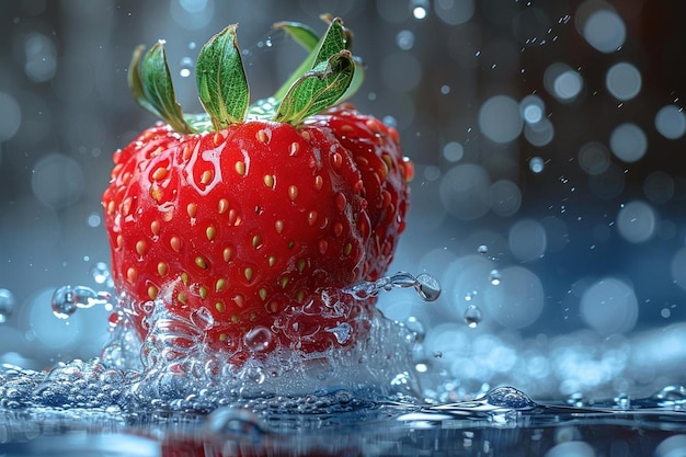 Delicious fresh strawberry in water