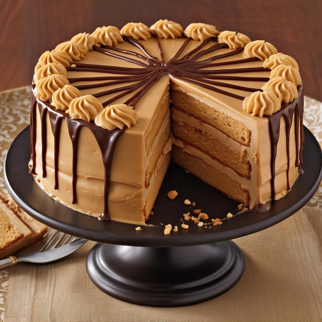 Delicious freshly baked peanut butter cake