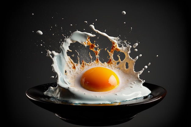 Delicious fried chicken egg on black background