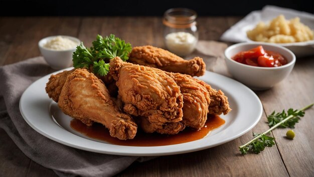 Delicious fried chicken on the plate