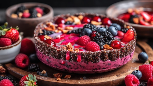 Delicious fruit berry smoothie on a bowl generative ai