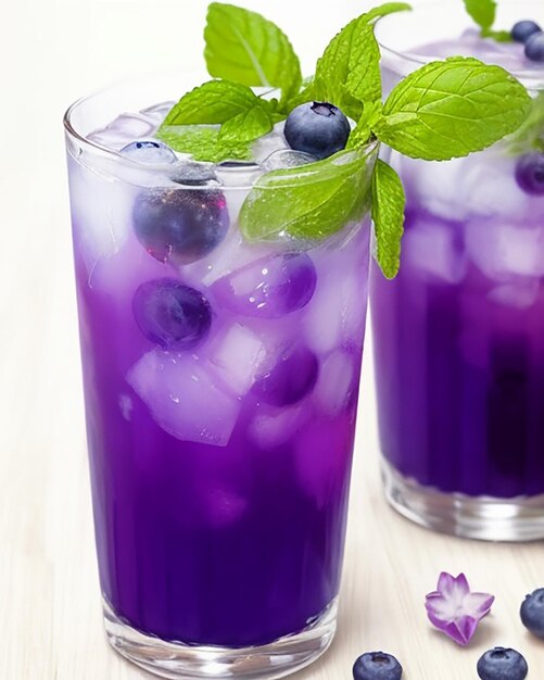 delicious fruit juice blueberry and Slice Lemon juice