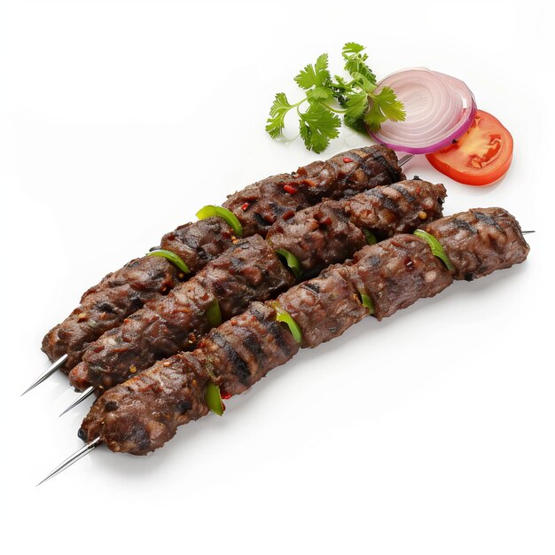 Photo delicious goat seekh kebab isolated on white background